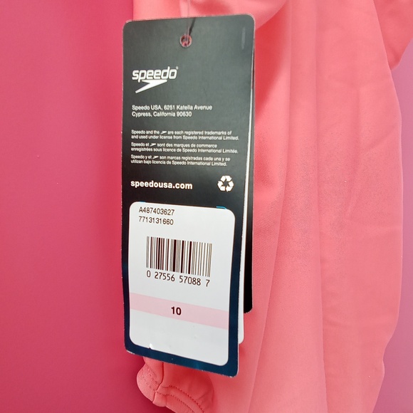 Speedo Solid Racerback One Piece Girl's Swimsuit - Coral - Picture 3 of 4